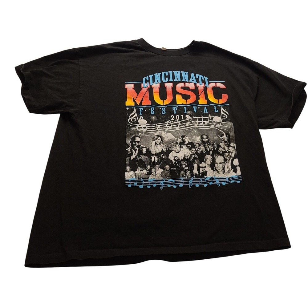 Alstyle Cincinnati Music Festival 2019 T-Shirt Men's 2XL Black Graphic Tee R&B